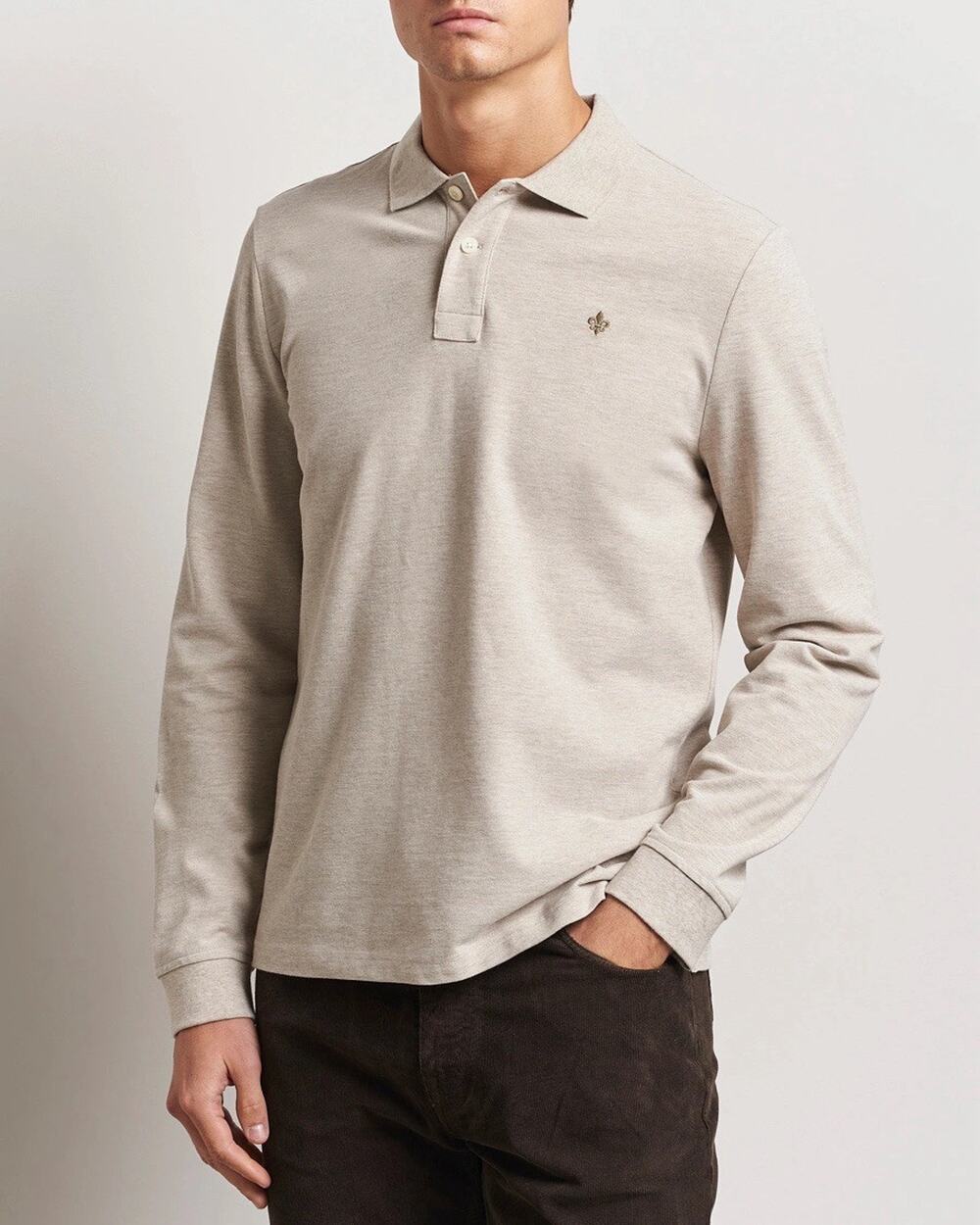 Morris Thierry Long Sleeve Merino wool Blend Grey Polo Sweater M